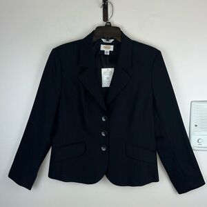 NWT Talbots Women’s Petite Size 10 Lined Black 3 Button Italian Wool, Japan Vtg